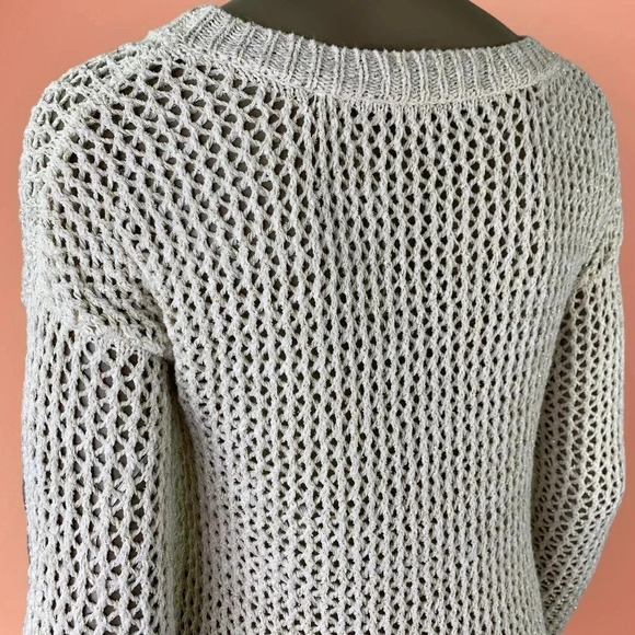 W118 by Walter Baker Cream Open Knit Pullover Sweater Women Size S Gold Thread - Picture 9 of 16